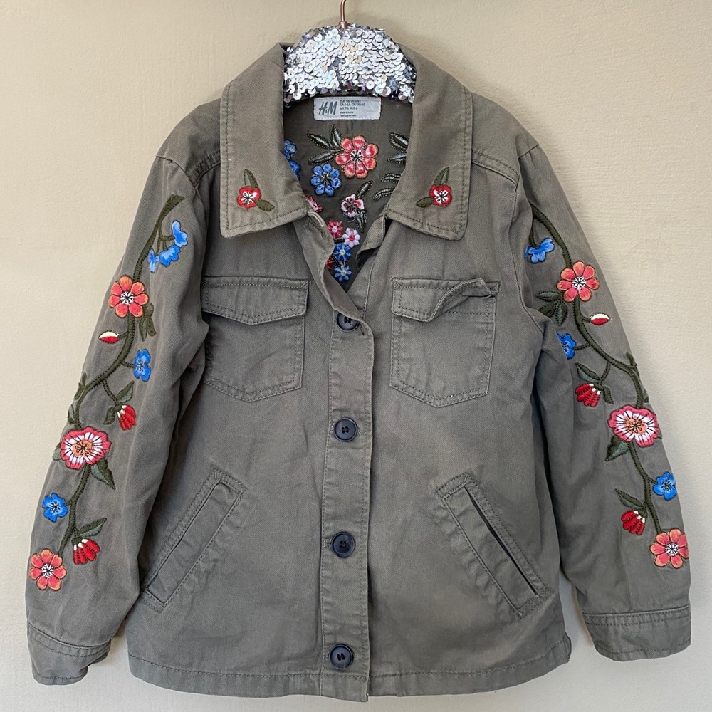 Super Cute H&M Embroidered Military Jacket